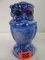 Beautiful Imperial Blue Slag Glass Covered Owl