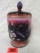 Beautiful Fenton Hand Painted Plum Opalescent Chessie Jar