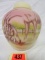 Fenton Art Glass Burmese Ginger Jar w/ Hand Painted Horse Design