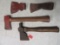 Lot of (4) Antique Hand Tools Inc. US Red Head Hatchet, Roofing Axe and (2) Axe Heads