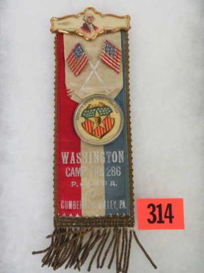 Ca. 1900 Sons of America Washington Badge & Ribbon