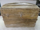 Antique 1880s Wooden Humpback Trunk