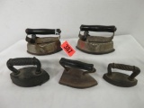 Collection of (5) Antique Salesman Sample Sad Irons