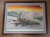Excellent Railroad Framed Print Signed by Artist M.F. Kotowski #252 of 500
