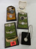 Grouping of 11 Vintage Watches w/ Displays Inc. Wrist Watches and Pendant Watch