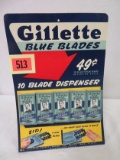 Vintage Gillette Blue Blade Razor Blades Store Display Easel Back Sign NOS