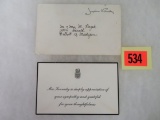 Rare John F. Kennedy Sympathy Note Card