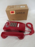 Red Hotel Style Push Button Wall Telephone in Orig Box