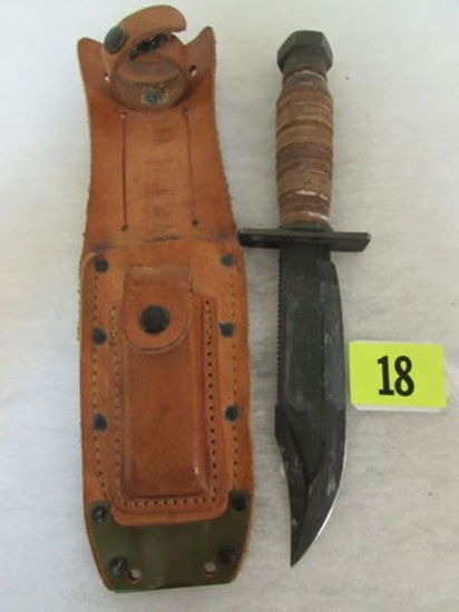 Military Leather Handle Fighting/ Survival Knife