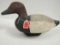 Signed Animal Trap Co. (Mississippi) Carved Wood Glass Eye Red Head Duck Decoy