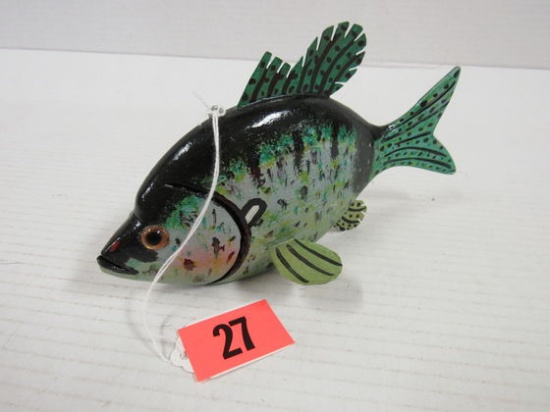 Beautiful Artist Signed Hand Carved 7 1/2" Bluegill Spearing Fish Decoy