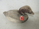 Signed Animal Trap Co. (Mississippi) Carved Wood Glass Eye Red Head Duck Decoy