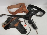 Lot (4) Vintage Tolled Leather Holsters w/ Belts