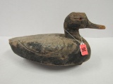 Early Signed Al S. Carved Wood Glass Eye Duck Decoy