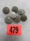 (7) Nazi Kriegsmarine Silver Finish Buttons
