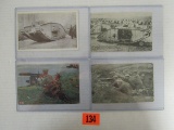 (4) Wwi Postcards (tanks/machine Guns)