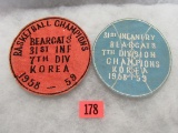 (2) 1958-59 Army Basketball Patches