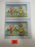 (2) Wwii Hitler Novelty/joke Postcards