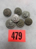 (7) Nazi Kriegsmarine Silver Finish Buttons