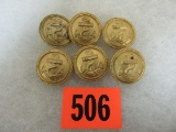 (6) Wwii Kriegsmarine Navy Gold Buttons