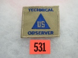 Wwii U.S. Technical Observer Patch