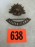 (2) Wwi/wwii Australia Cap Badges