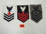 (3) Wwii Vintage Usn Ratings Patches