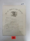 Civil War Union Blank Discharge Doc.