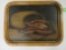 Antique 1890s Oil On Board Painting of Salmon w/ Gilt Frame