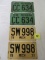 Original 1938 & 1939 Michigan Matched Pair License Plates