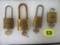 Lot of (4) Vintage Brass Padlocks. Inc. Chevrolet, Dupont, AC