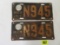 Antique 1917 Michigan Matched Pair License Plates