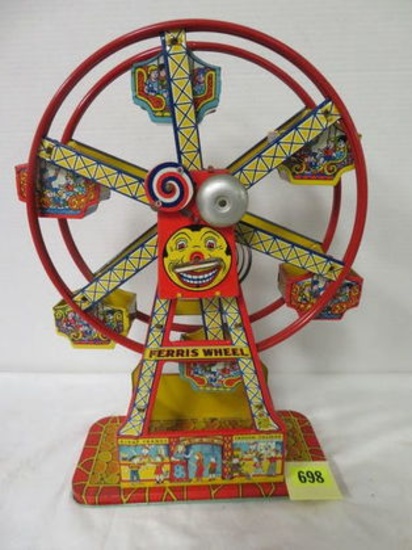 Antique J. Chein Hercules Tin Wind Up Ferris Wheel 17"