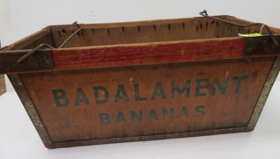 Antique Badalament Bananas Wooden Grocery Bin