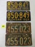 Original 1928 & 1929 Michigan Matched Pair License Plate