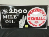 Excellent Contemporary Kendall Motor Oils Embossed Steel Sign 17