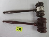 Lot of (2) Vintage Wooden Gavels Inc. Rosewood Gavel w/ Sterling Silver Band 