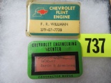 Lot of (2) Chevrolet Auto Worker Badges Inc. Engineering Center / Flint Engine