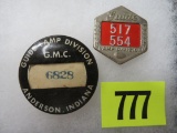 Lot of (2) GMC Guide Lamp Division Auto Worker Badges