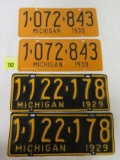 1929 & 1930 Michigan License Plate Matched Pairs