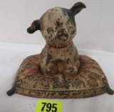 Antique Hubley Fido Dog on Pillow Cast Iron Still Bank