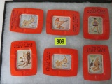 Awesome Lot of (6) Pin Up Advertising Metal Ashtrays