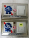 (2) Vintage Pabst Blue Ribbon Embossed Plastic Signs 10