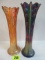 Lot of (2) Northwood Carnival Glass Drapery Vases, Inc. 10