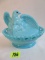 Beautiful Westmoreland Blue Milk Glass Eagle on Basket