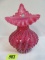Beautiful Fenton Cranberry Opalescent Hobnail JIP Vase