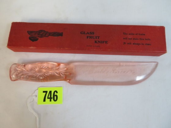 Antique 1939 Worlds Fair Depression Glass Fruit Knife w/ Original Box