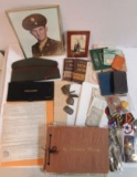 Named US WWII Ephemera Grouping Inc. Discharge, Photo, Service Scrapbook, Ribbons, Medals, Etc.