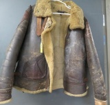 WWII Era Leather AAF Bomber Jacket w/ Fur type Lining