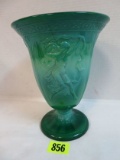 1930s Fenton Mongolian Green Dancing Ladies Vase